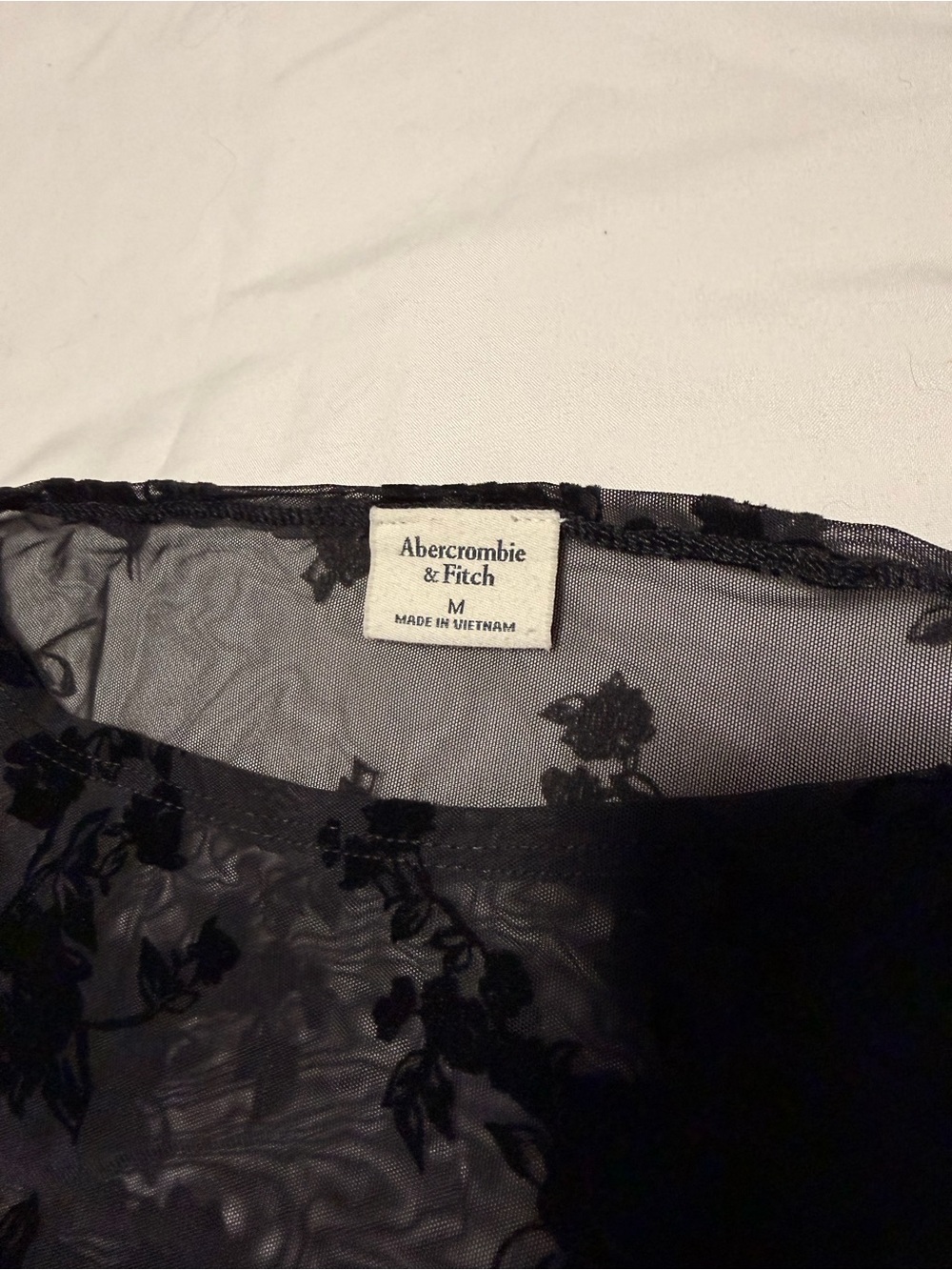 Abercrombie & Fitch Black Floral Burnout Mesh Long-Sleeve Top - Picture 2 of 3